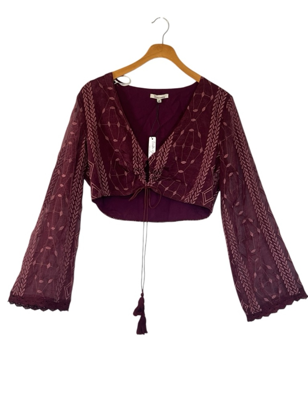 The Clothing Company Sheen Embroidered Keyhole Tie Crop Size M Boutique Boho